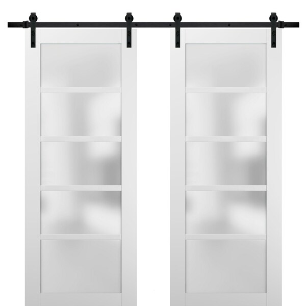 Sartodoors Double Barn Interior Door, 36" x 84", White QUADRO4002DB-WS-3684 - main